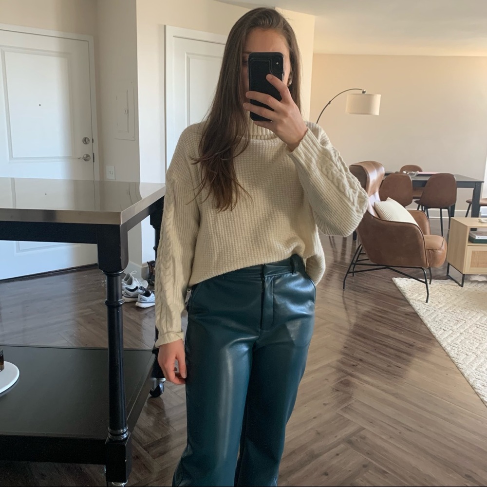 Something Navy Cream Turtleneck